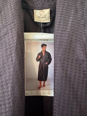 Men's Charcoal Waffle Robe - Dark Gray